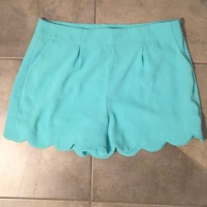 Mittoshop pocket, aqua scallop shorts, Large